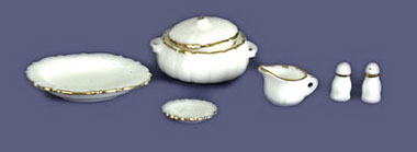 Dollhouse Miniature Accessories For Dinner Set, 7Pc